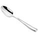 An Acopa Monte Bianco stainless steel dinner/dessert spoon with a handle.