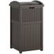 Suncast Trash Hideaway GHW1732 23 Gallon Brown Outdoor Waste Container with Wicker Pattern Main Thumbnail 1