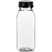 An 8 oz. clear PET juice bottle with a black lid.