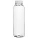 A clear plastic 12 oz. tall square juice bottle with a clear lid.