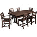 A POLYWOOD mahogany dining table with six matching chairs.