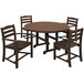 A brown POLYWOOD La Casa Cafe table with four chairs around it.