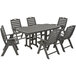 A POLYWOOD patio dining set with a table and six folding chairs.