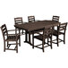 A POLYWOOD mahogany outdoor dining table with six armchairs.