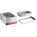 An Avantco silver metal countertop food warmer with a rectangular pan inside.