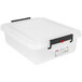 A white plastic Araven food box with a snap-on lid and black handle.