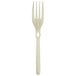 A white WeGo Natural compostable CPLA fork with a cross cutout.
