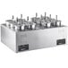 A silver ServIt countertop food warmer with 12 metal containers.