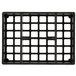 A black polyethylene grid with square holes for condiment containers.