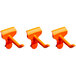 Three orange Toolflex hooks on a white background.