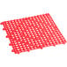 A red plastic Choice interlocking bar mat with holes.