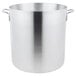 A large silver Vollrath Arkadia stock pot with handles.