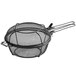 A black wire mesh Outset grill basket with removable handles.