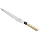 A Mercer Culinary left-handed sashimi knife with a white handle and white blade.