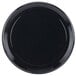 A black round catering tray with a rim.