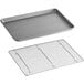 A Baker's Mark aluminum sheet pan with a wire rack on a tray.