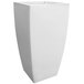 A white square Mayne Kobi planter with a rectangular base and a hole in the middle.