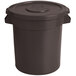 A brown plastic bin with a lid.