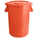 An orange plastic ingredient storage bin with lid.