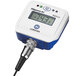 A white and blue Comark docking station for N2000 Diligence series data loggers.