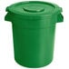 A green round ingredient storage bin with a lid.