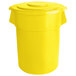 A yellow plastic round ingredient storage bin with a lid.
