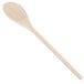 A close-up of a Tablecraft beechwood wooden spoon with a long wooden handle.