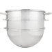 A large silver Hobart stainless steel mixing bowl with handles.