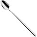 A close-up of a WMF by BauscherHepp Scala stainless steel iced tea spoon with a long handle.
