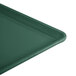 A close-up of a rectangular green Cambro dietary tray.