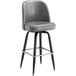 A Lancaster Table & Seating slate gray vinyl bar stool with black legs.