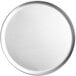 A white round plate with a round surface and a white border.