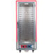 A large silver Metro C5 holding/proofing cabinet with clear doors and shelves.
