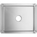 A white square stainless steel sink bowl with a circle in the middle.