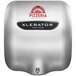 A brushed stainless steel Excel XLERATOReco hand dryer with a logo.
