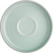 An Acopa Harbor Blue Matte porcelain saucer with a white circle and border.
