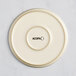 An Acopa Pangea white matte porcelain plate with a circle on it.
