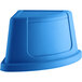 A blue Lavex corner round push door trash can lid.