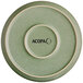 An Acopa Pangea sage green porcelain plate with a white border.