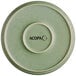 A sage green Acopa Pangea porcelain plate with a white circle in the middle.
