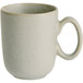An Acopa Pangea ash matte porcelain cup with a handle on a white background.