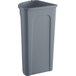 A Lavex 21 gallon gray plastic corner round trash can with a lid.