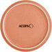 An Acopa Pangea terra cotta matte coupe porcelain plate with the Acopa logo.