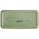 A sage green rectangular Acopa porcelain platter with a white border.