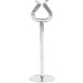 A Tablecraft stainless steel harp menu holder on a white background.