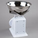 A stainless steel bowl on a Cardinal Detecto mechanical portion scale.