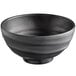 A black Acopa Izumi melamine bowl with a curved edge.