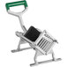 A Garde DM12 heavy-duty table mount vegetable dicer with a metal frame and green handle.