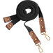A black strap with brown straps and gold clasps.
