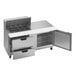 A stainless steel Beverage-Air refrigerated sandwich prep table with a drawer and two open drawers.